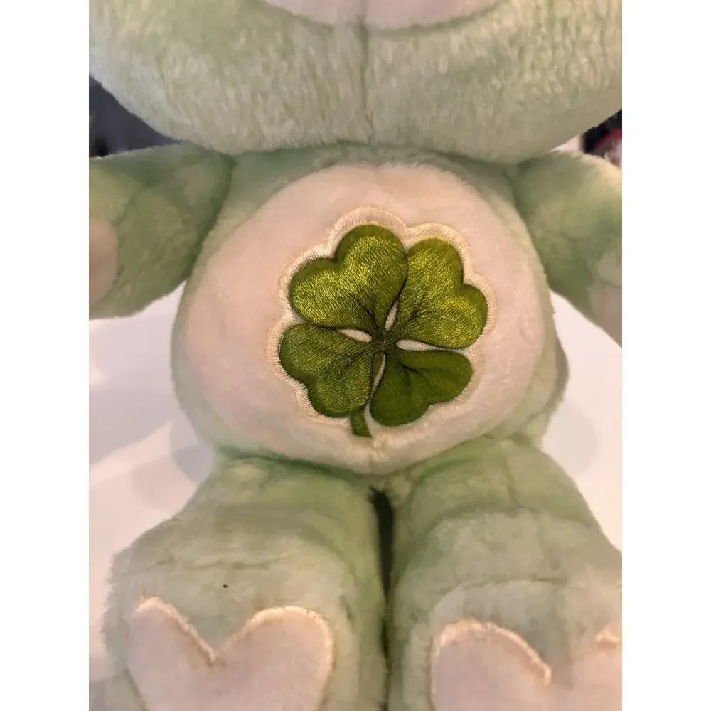 Vintage 1980s Kenner Good Luck Care Bear Green plush with Four Leaf Clover 13